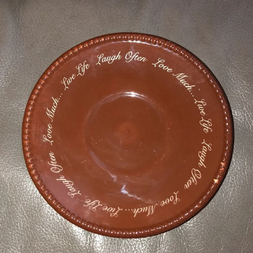 Live Laugh Love Cup & Saucer in Chocolate Brown and Ivory